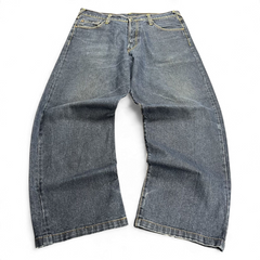 TWC Vintage Evisu Jeans mit geradem Bein in verwaschenem Blau aus strapazierfähigem Denim