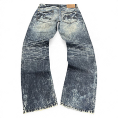 TWC Vintage Evisu Straight Jeans in verwaschenem Blau mit charakteristischem Seagull-Stick auf den Gesäßtaschen