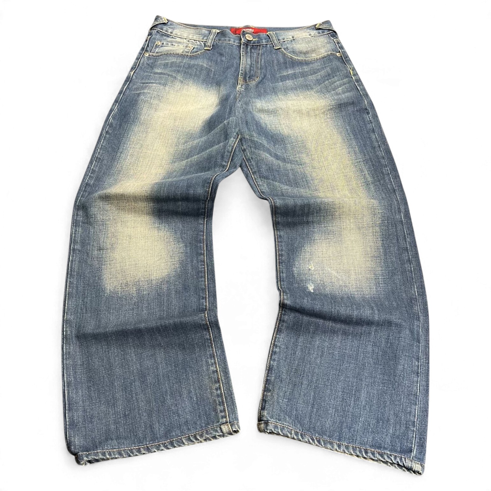 TWC Vintage Evisu Jeans mit geradem Schnitt in verwaschenem Blau und Vintage-Optik