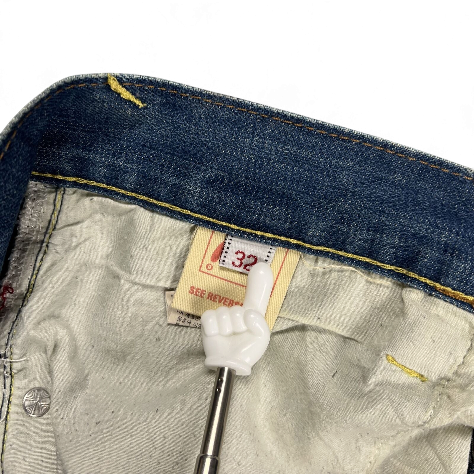 TWC Vintage Evisu Straight Jeans mit Größenetikett W32 in klassischem Indigo-Denim
