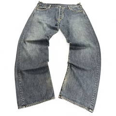 TWC Vintage Evisu Straight Jeans in verwaschenem Blau mit weitem Bein und klassischem Denim-Stil