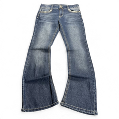 TWC Vintage Damen Y2K Bootcut Jeans in Blau mit verwaschener Optik und Zierdetails an den Taschen