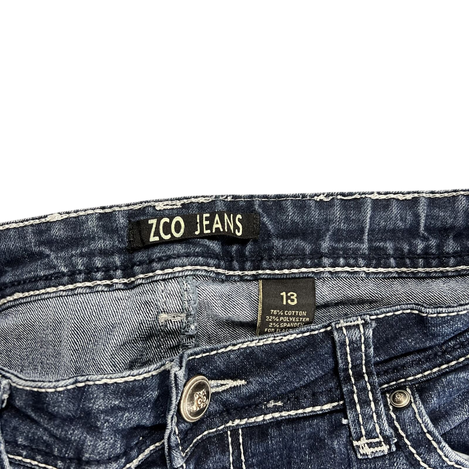 TWC Vintage ZCO Jeans Bootcut Damen-Jeans mit Kontrastnähten und Etikett-Detail