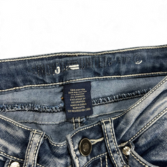 TWC Vintage Damen Y2K Bootcut Jeans mit Etikett und Materialzusammensetzung in Blau