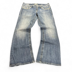 TWC Vintage Damen Y2K Bootcut Jeans in verwaschenem Blau mit Ziernähten und niedrigem Bund