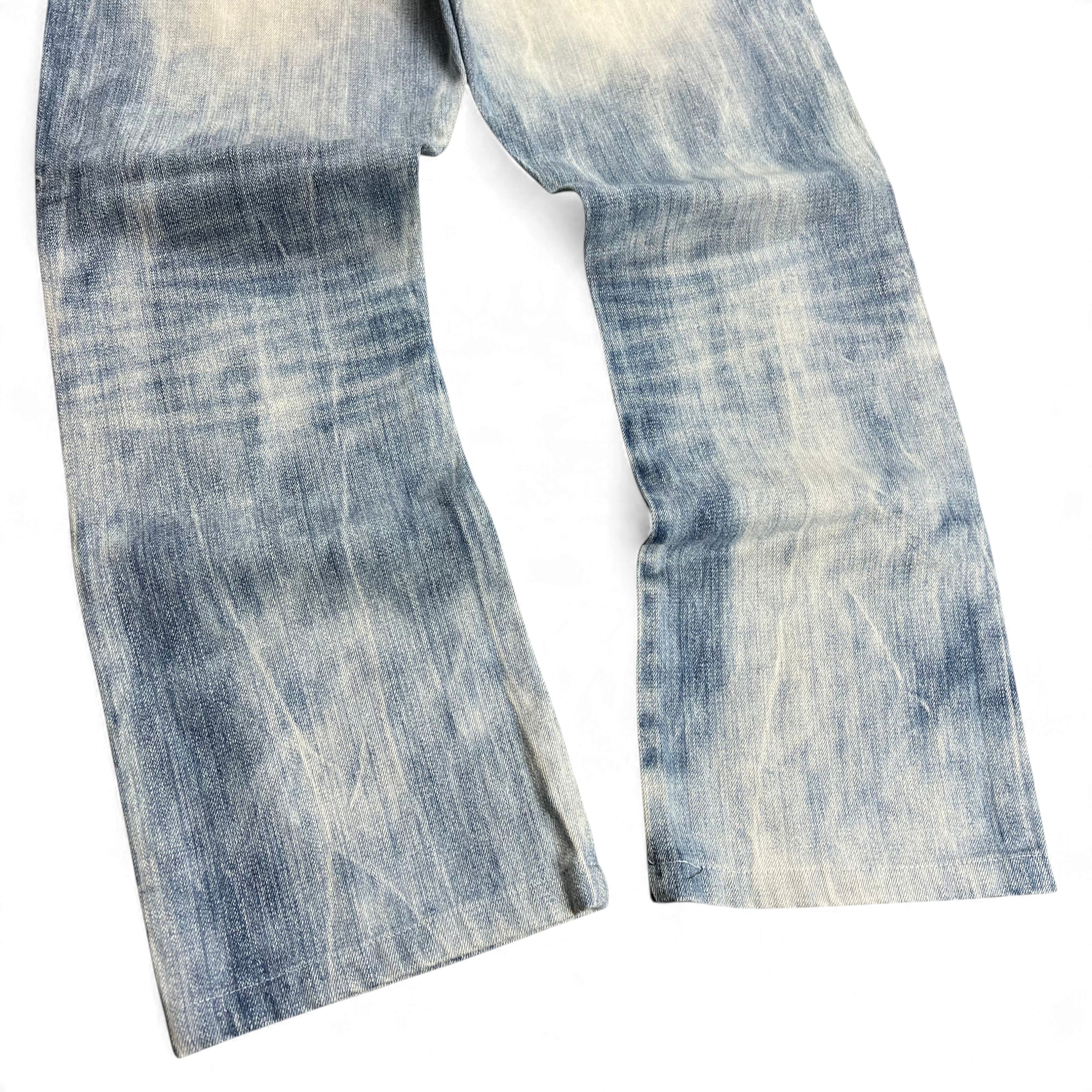 TWC Vintage Evisu KC Baggy Jeans in verwaschenem Hellblau mit weitem Bein und Vintage-Waschung