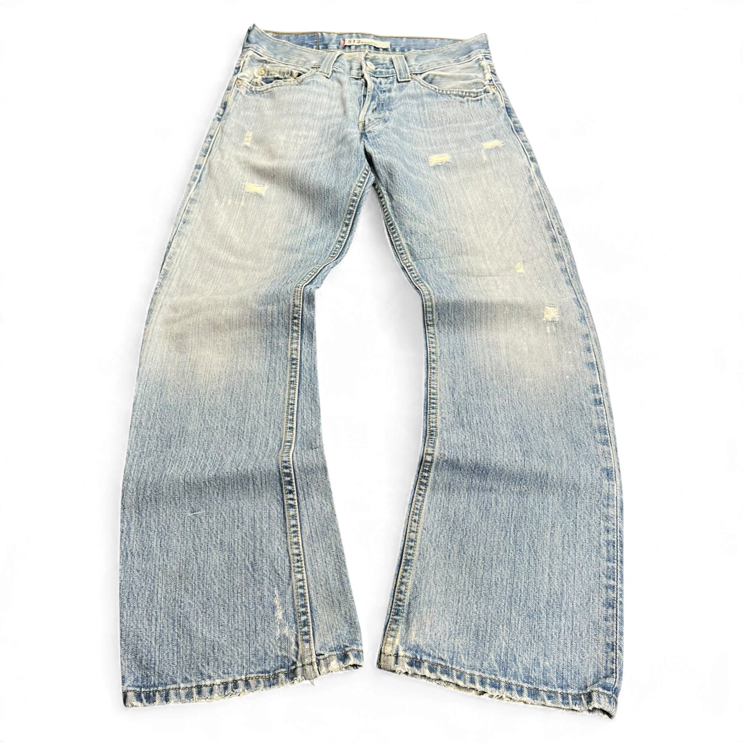 TWC Vintage Levi’s 512 Bootcut Jeans in hellblauem Denim mit Used-Optik und ausgefransten Säumen