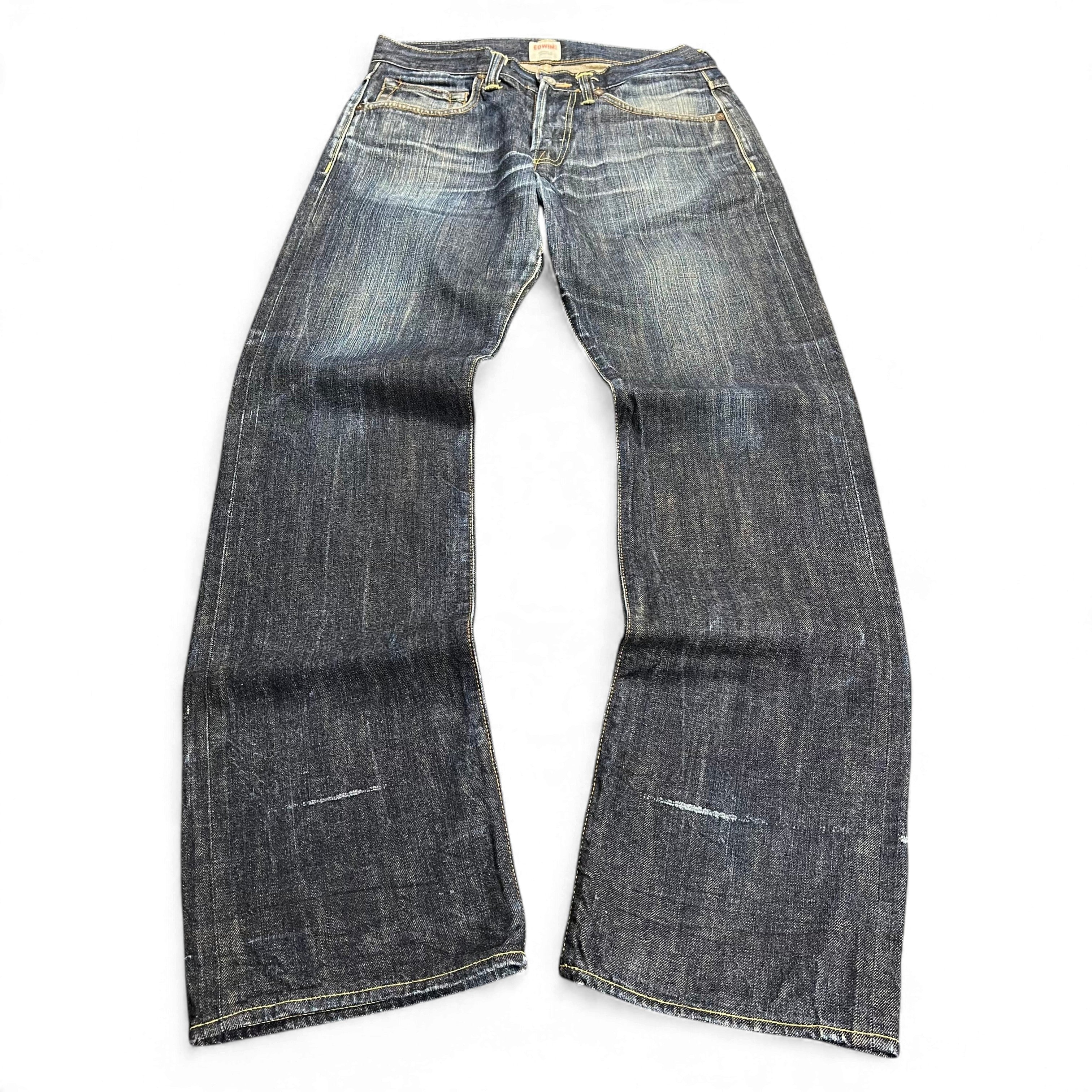 TWC Vintage japanische Edwin Selvedge Jeans in verwaschenem Blau mit geradem Bein und Vintage-Waschung