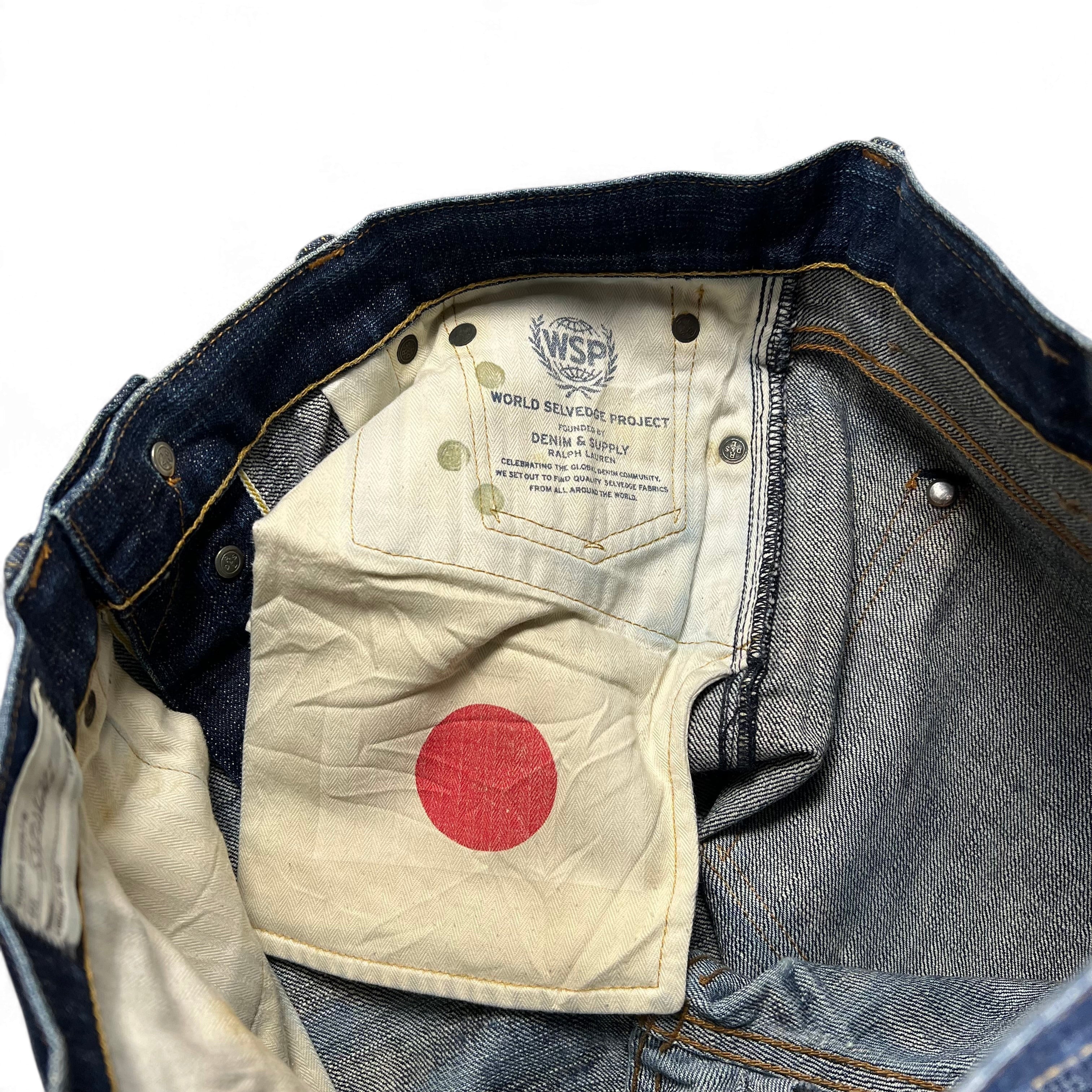 TWC Vintage Ralph Lauren Denim&Supply Jeans mit japanischem Selvedge-Label und rotem Punkt auf der Innentasche