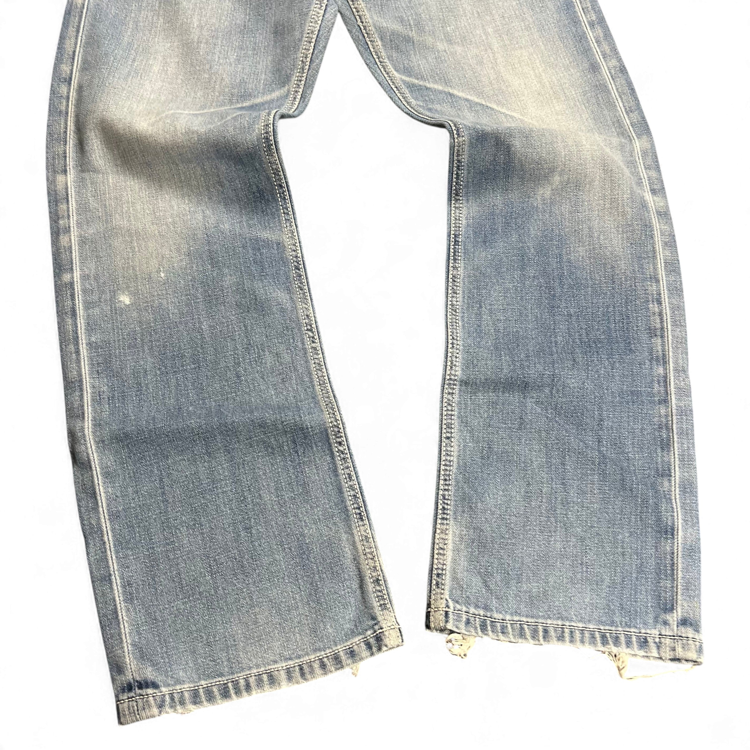 TWC Vintage Evisu KC Straight Jeans in hellblauem Denim mit geradem Bein und Vintage-Waschung