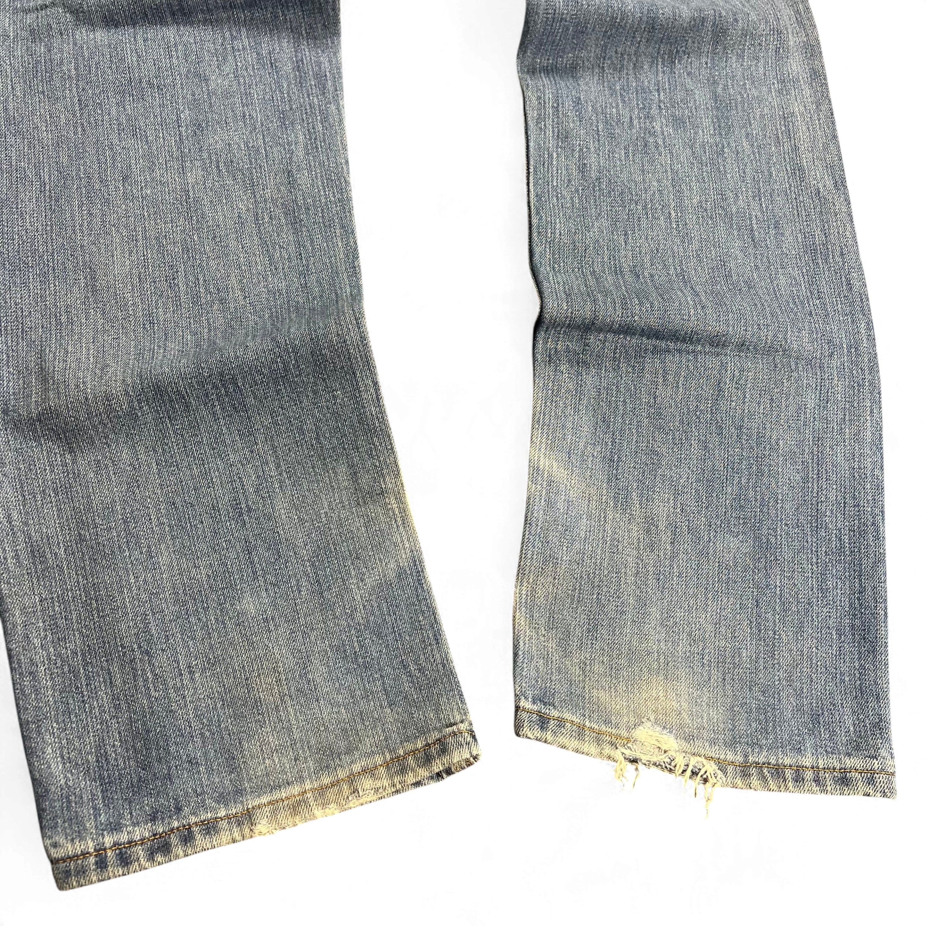 TWC Vintage Dolce&Gabbana Jeans mit geradem Bein in verwaschenem Blau mit Distressed-Details am Saum