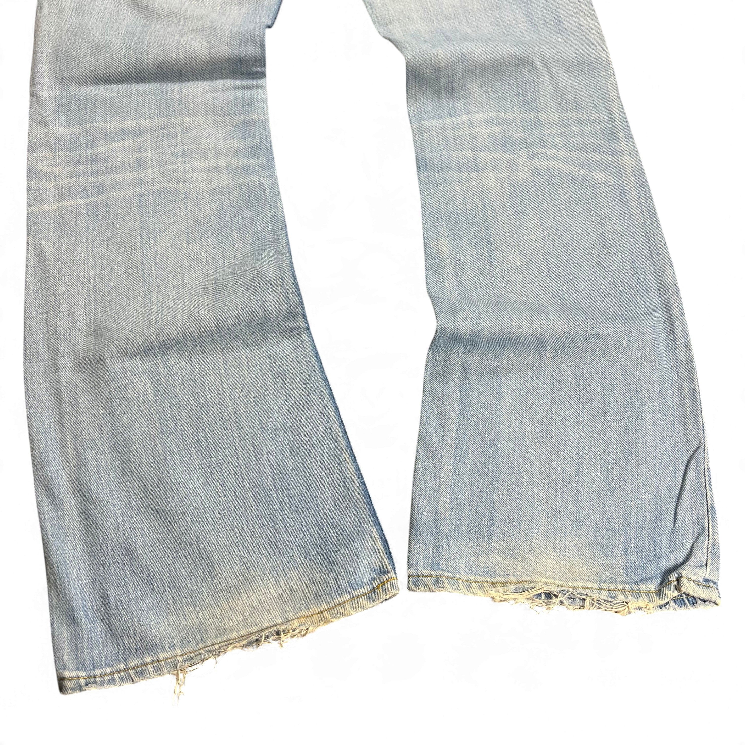 TWC Vintage Diesel Zatiny Bootcut Jeans in hellblauem Denim mit ausgefransten Beinabschlüssen