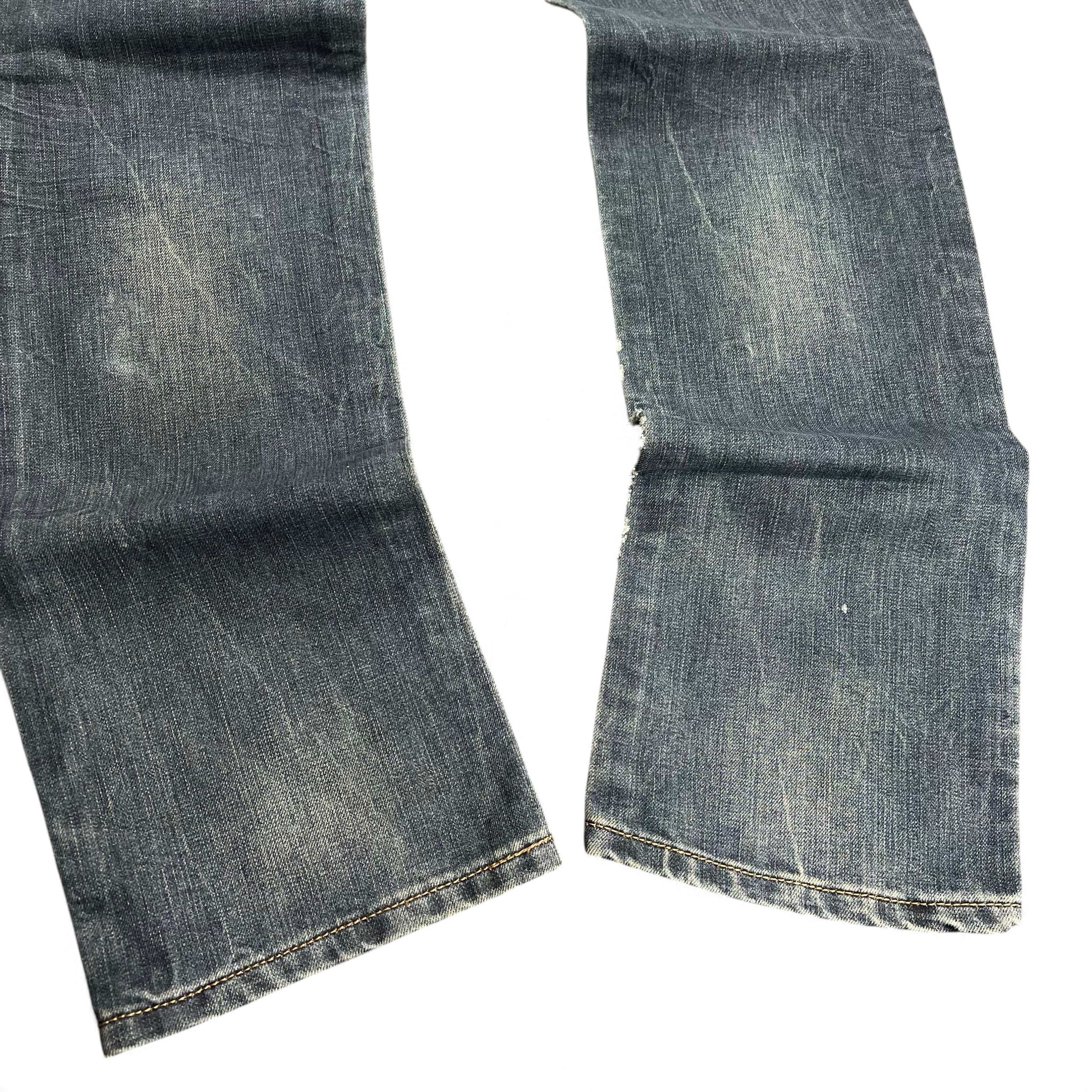 TWC Vintage Armani Straight Jeans in verwaschenem Blau mit geradem Bein und Vintage-Waschung