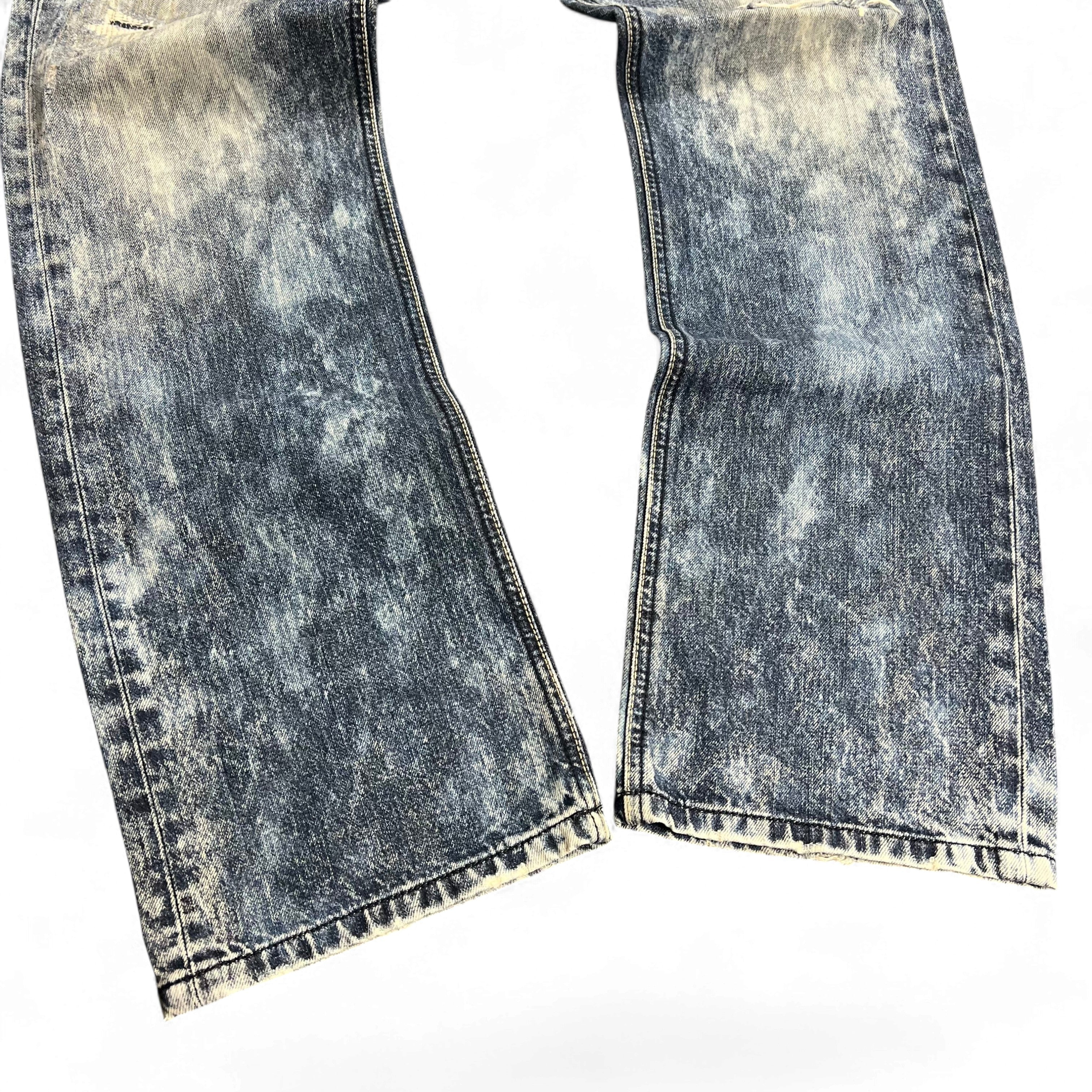 TWC Vintage Evisu KC Straight Jeans mit Acid-Wash-Waschung in Blau und geradem Schnitt
