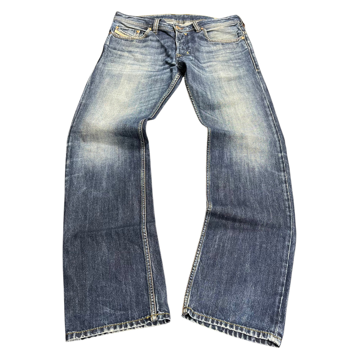 TWC Vintage Diesel Safado Straight Jeans in verwaschenem Blau mit geradem Bein und klassischem Five-Pocket-Design