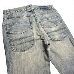 TWC Vintage Calvin Klein Bootcut Jeans aus blauem Denim im 2000er-Jahre-Stil mit großen Gesäßtaschen