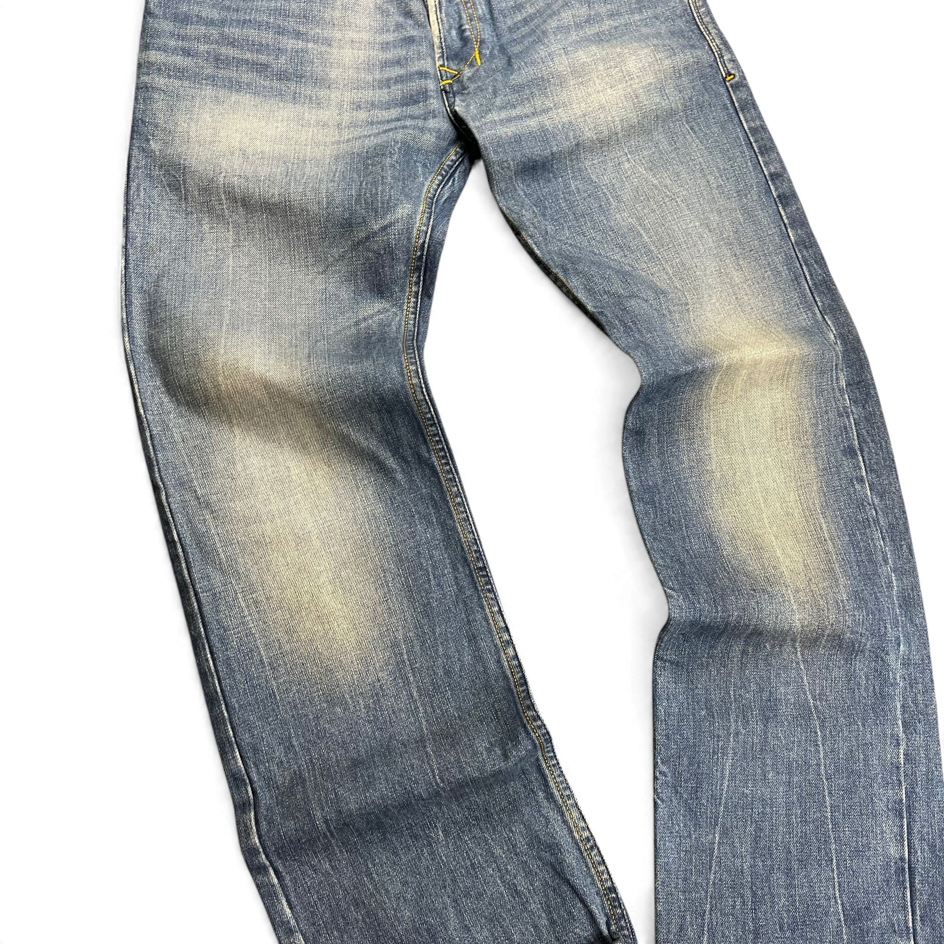 TWC Vintage Diesel Larkee Straight Jeans in verwaschenem Blau mit geradem Schnitt und Vintage-Waschung