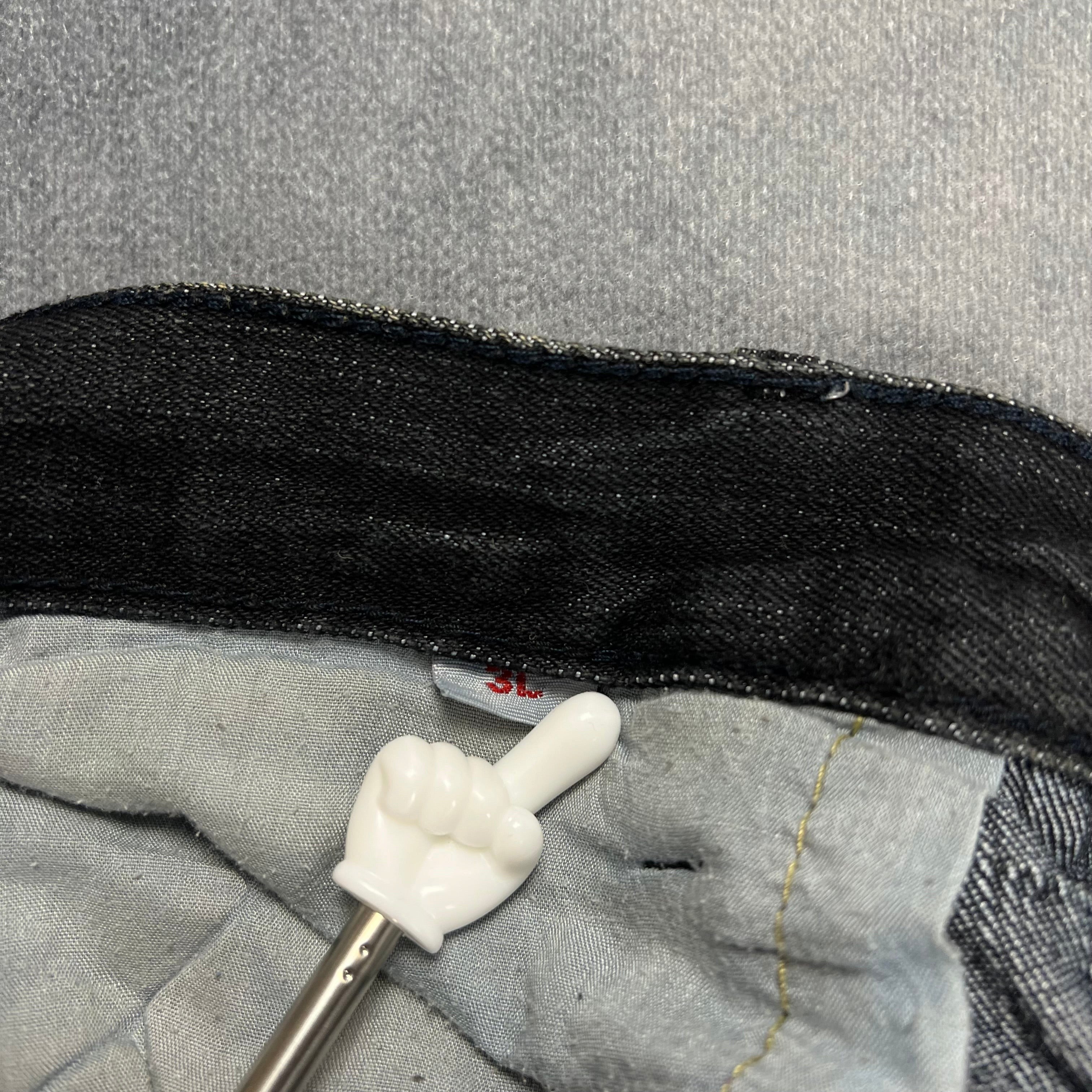 TWC Vintage Jeans mit japanischer Stickerei aus blauem Denim im Vintage-Stil