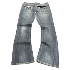 TWC Vintage Damen Y2K Jeans in Baggy Bootcut Passform mit aufwendigen Stickereien auf den Gesäßtaschen