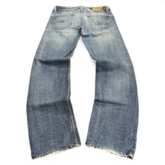 TWC Vintage Diesel Larkee Straight Jeans in blauem Denim mit Used-Look und markanten Gesäßtaschen
