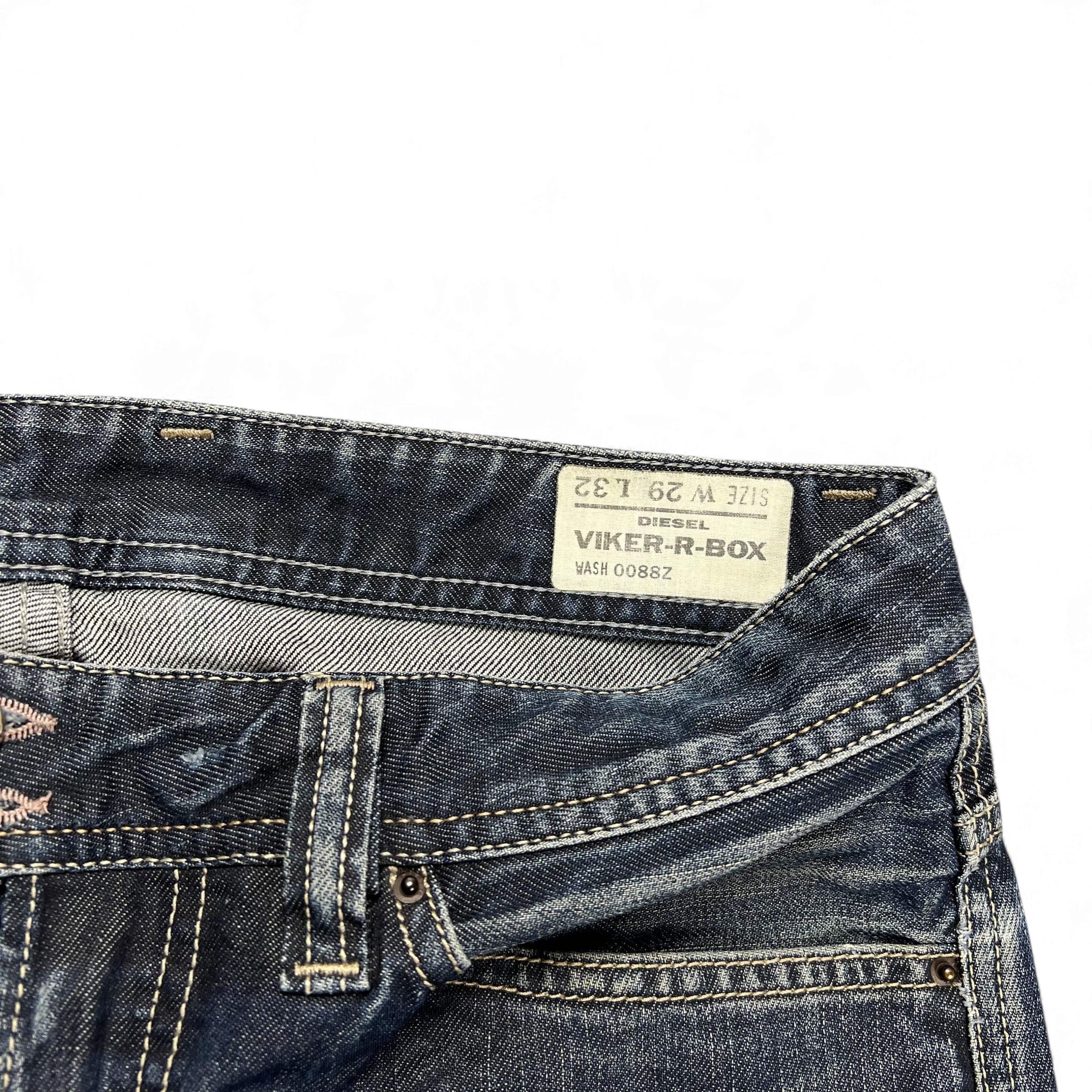 TWC Vintage Diesel Viker-R-Box Jeans mit dunkler Waschung und Leder-Label am Bund