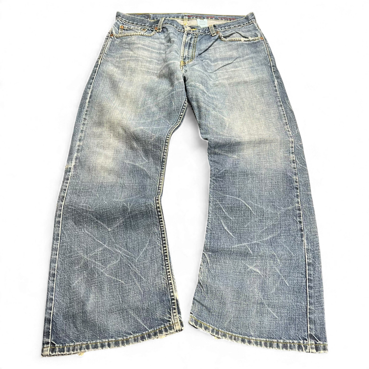 TWC Vintage Levi's 527 Bootcut Jeans in verwaschenem Blau mit Vintage-Waschung und ausgestelltem Bein
