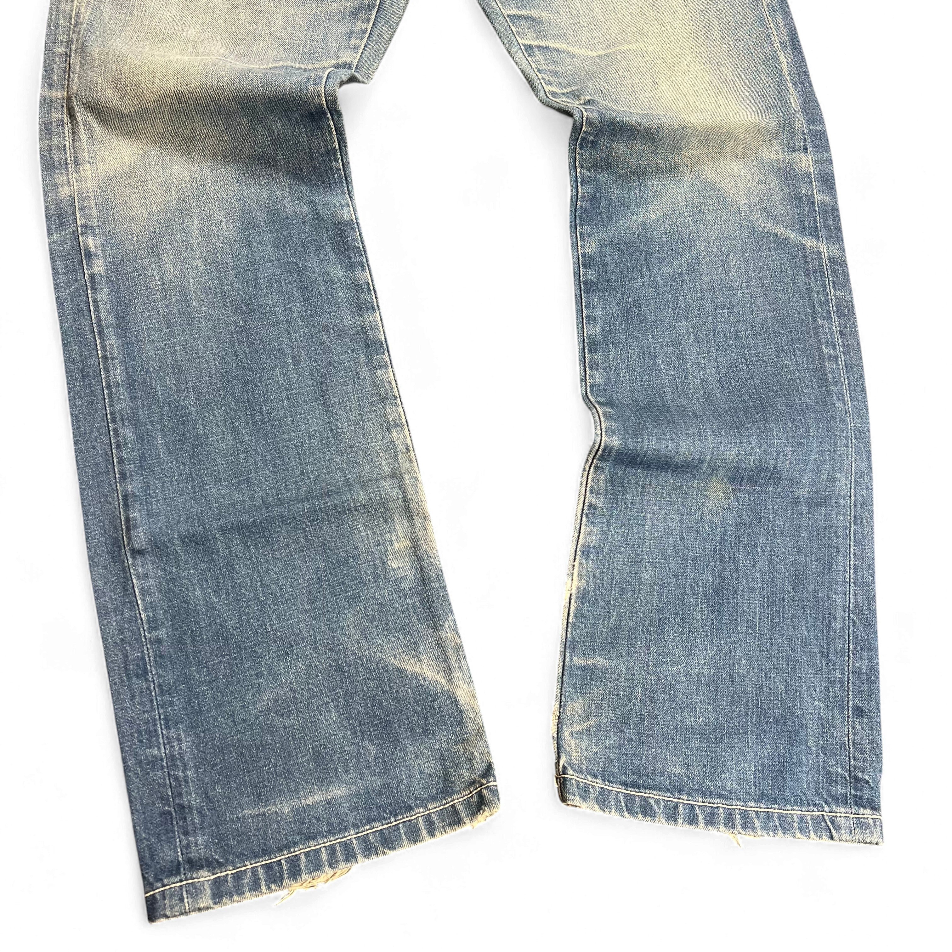 TWC Vintage Evisu KC Straight Jeans in verwaschenem Blau mit Vintage-Waschung und geradem Beinverlauf