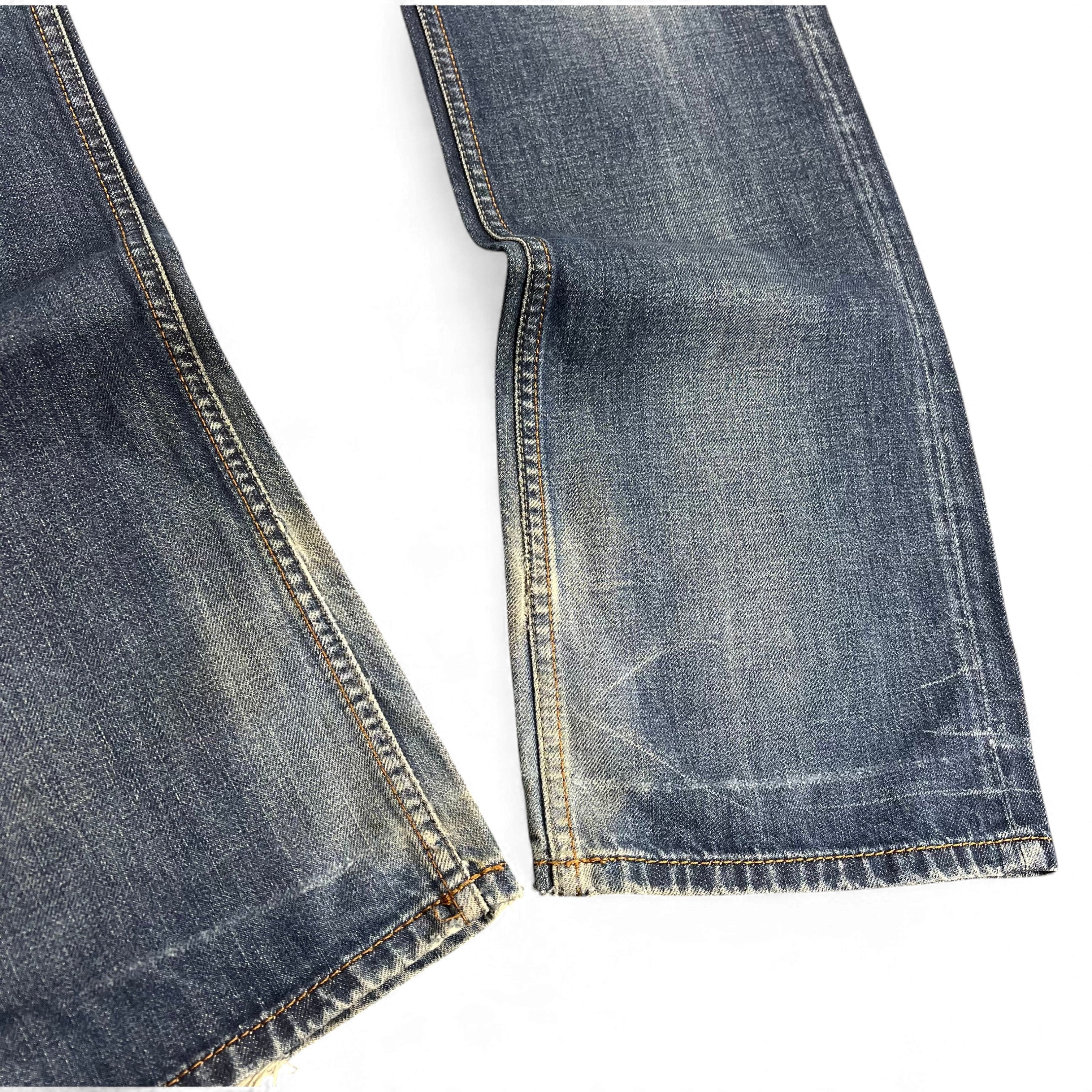 TWC Vintage Diesel Larkee Straight Jeans in verwaschenem Blau mit geradem Bein und Kontrastnähten