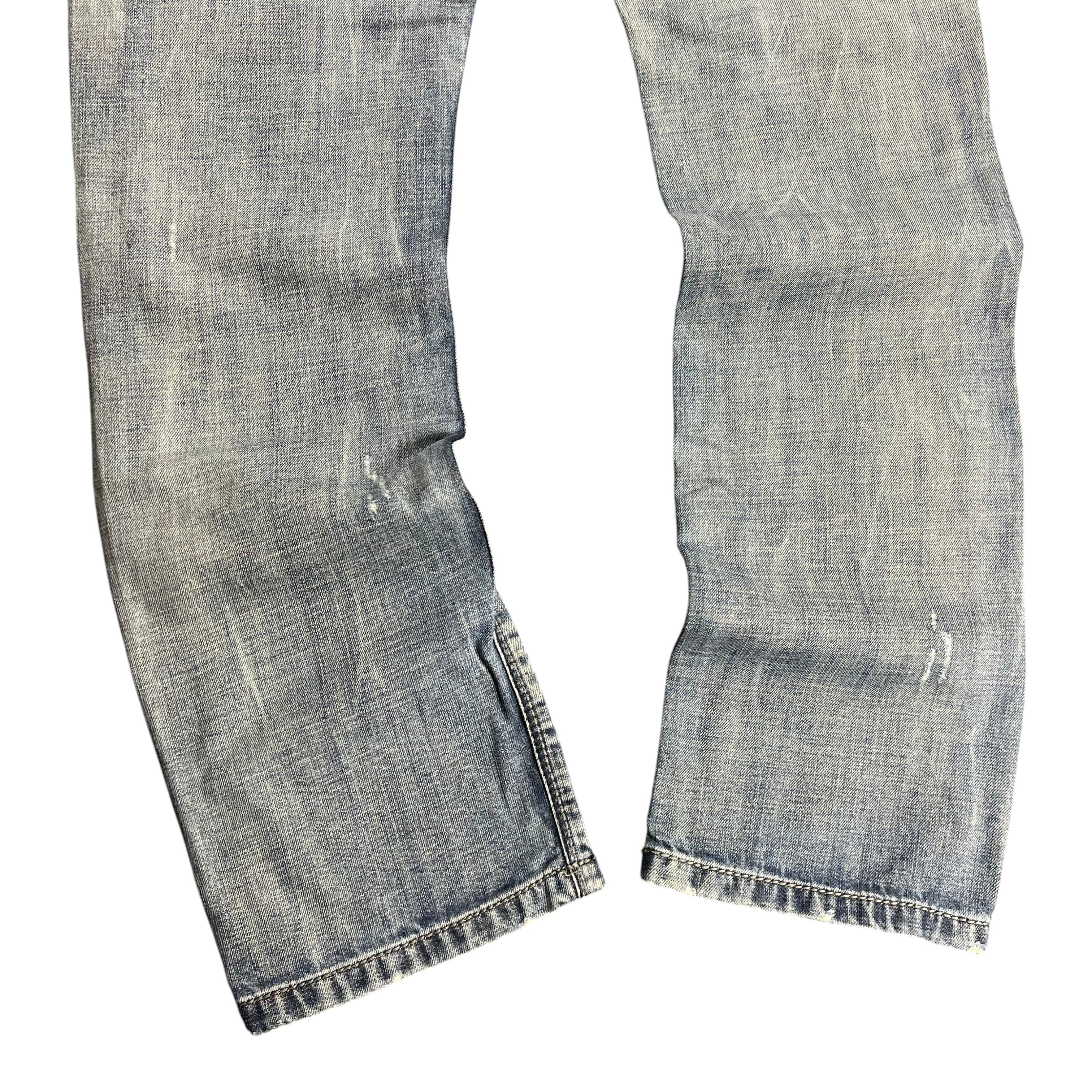 TWC Vintage Evisu Straight Jeans in verwaschenem Blau mit Used-Optik und geradem Beinverlauf