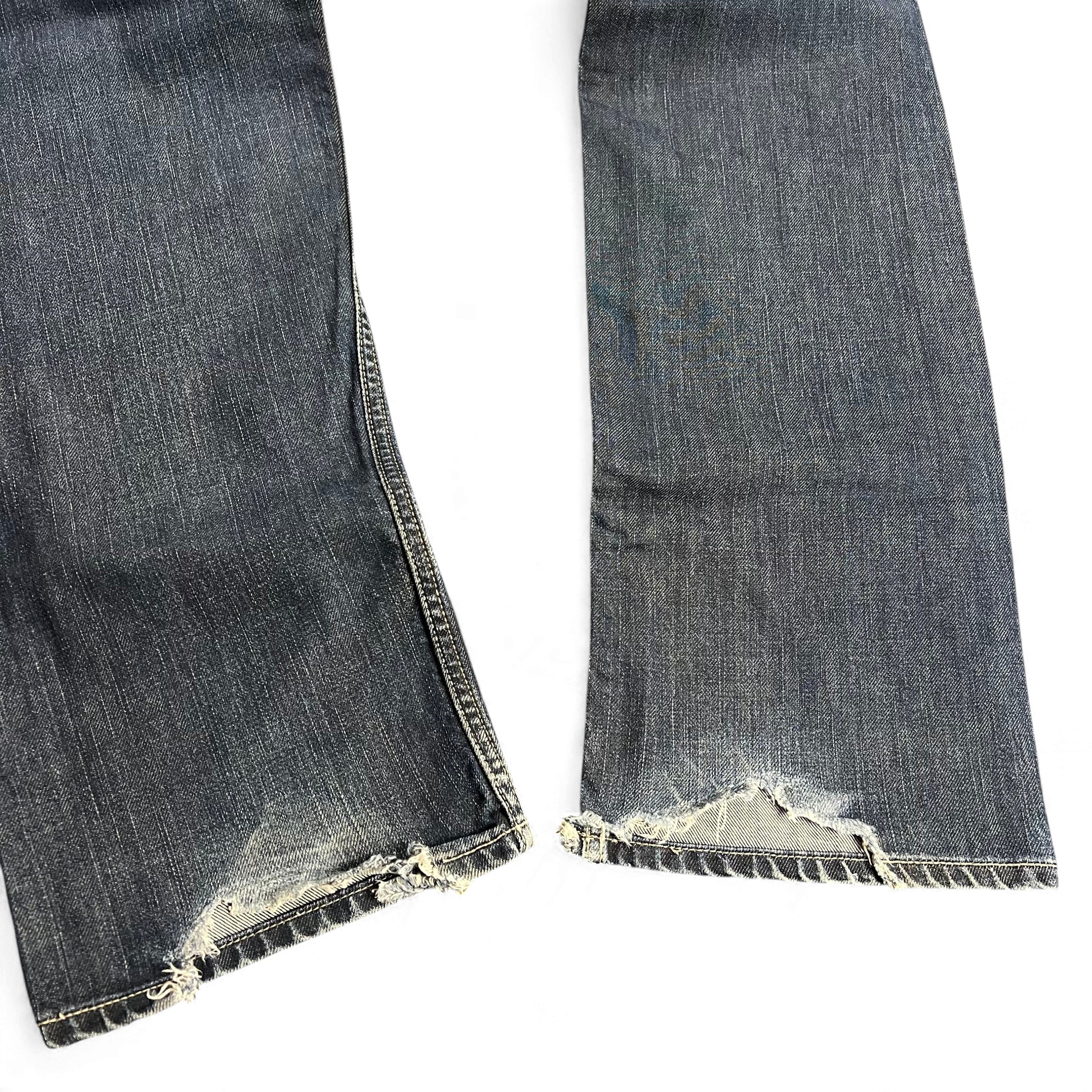 TWC Vintage Diesel Viker-R-Box Straight Jeans mit ausgefransten Beinabschlüssen in dunklem Denim