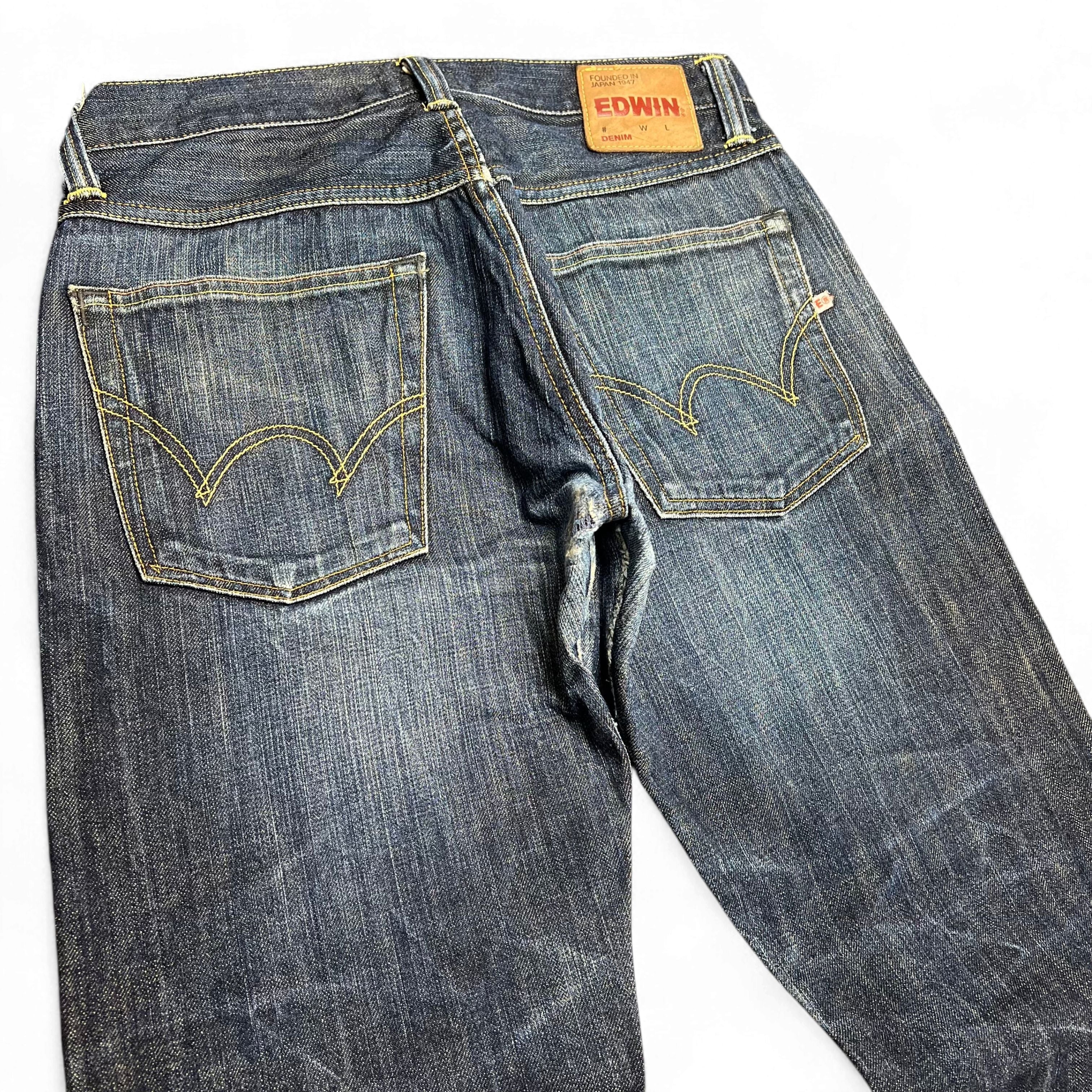 TWC Vintage Edwin Jeans aus japanischem Selvedge-Denim in Dunkelblau mit charakteristischen Gesäßtaschen-Nähten