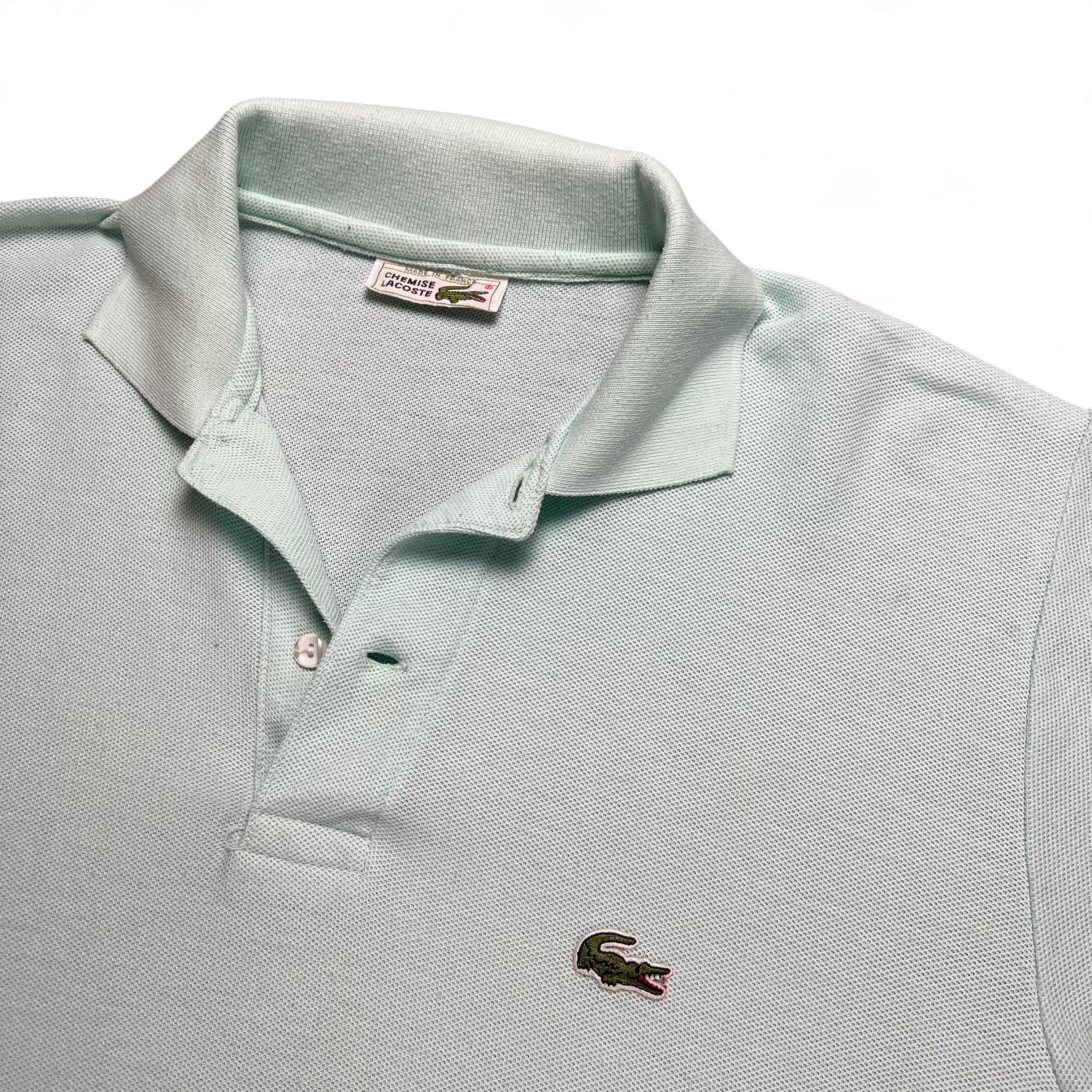 TWC Vintage hellgrünes Lacoste Poloshirt aus Baumwoll-Piqué mit klassischem Kragen und Krokodil-Logo
