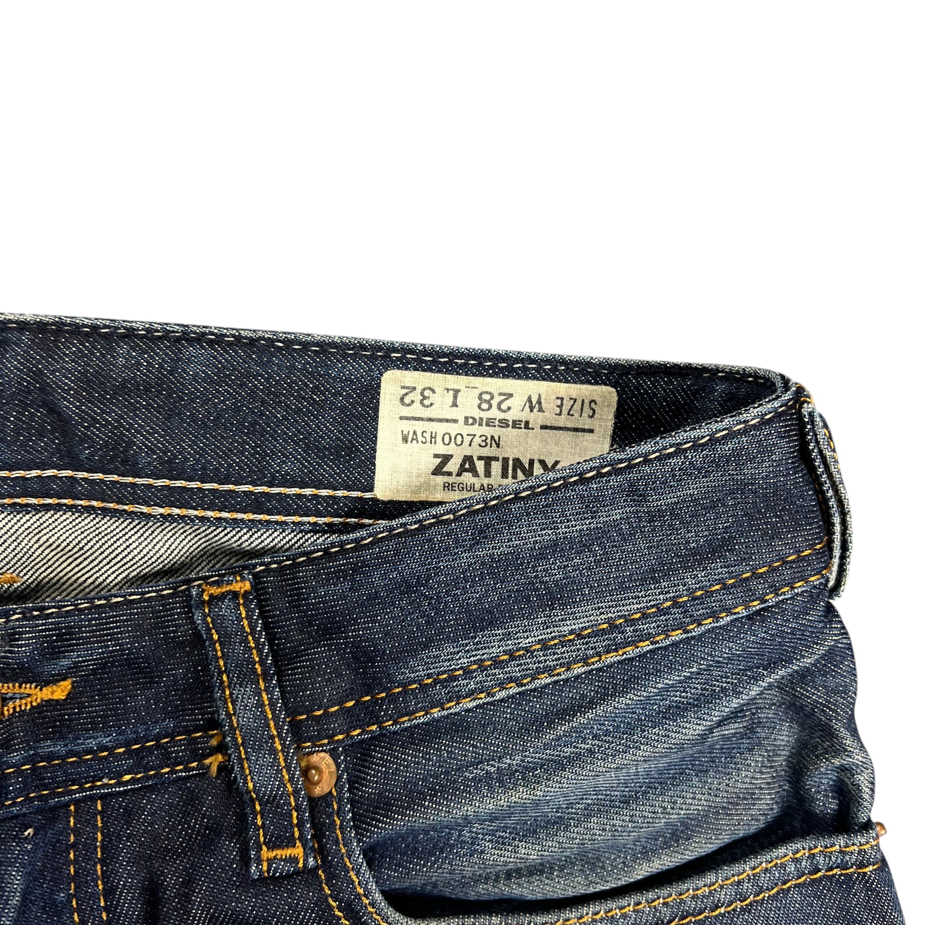 TWC Vintage Diesel Zatiny Bootcut Jeans mit Innenetikett und dunkelblauer Waschung