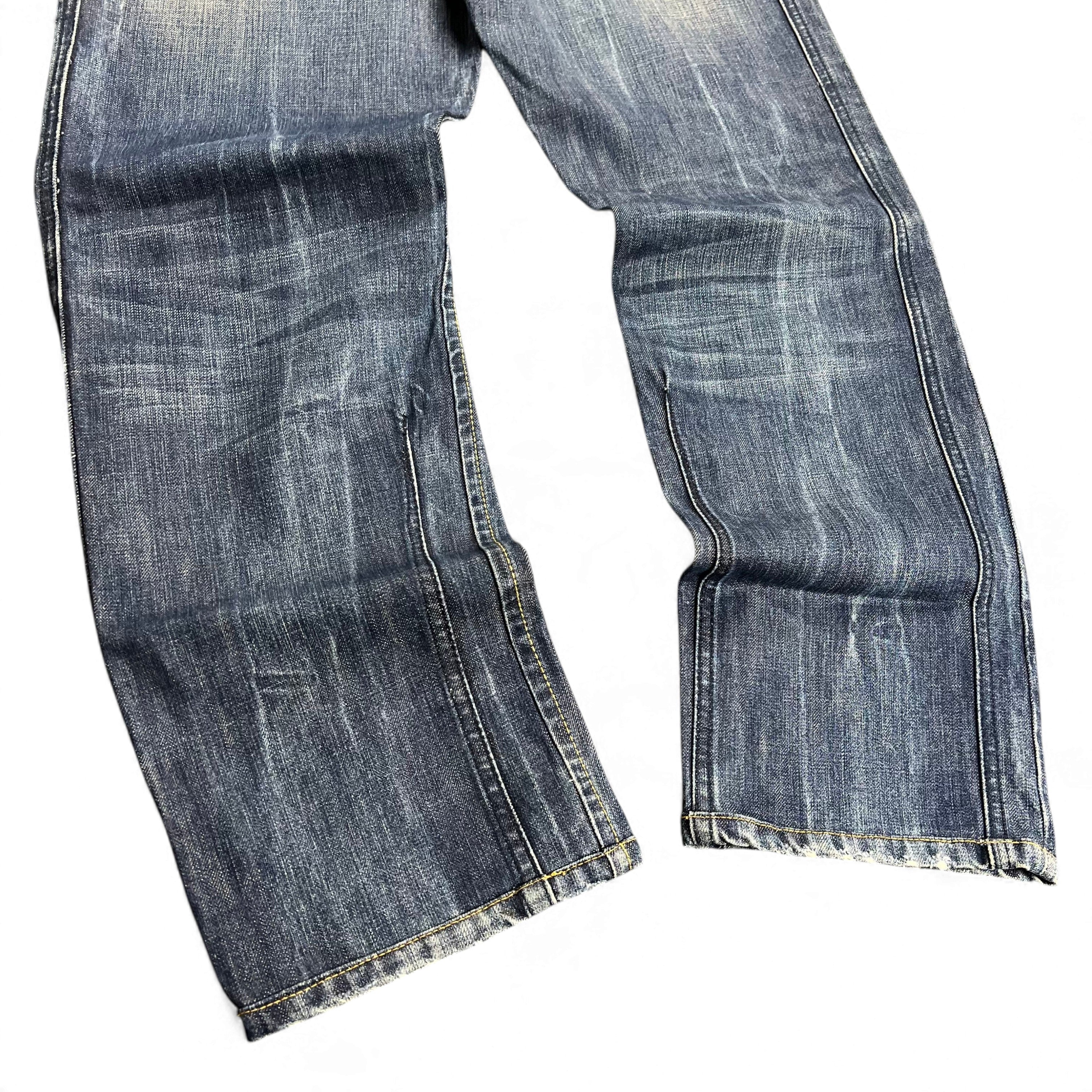 TWC Vintage Diesel Darron Straight Jeans in verwaschenem Blau mit geradem Bein und Vintage-Waschung