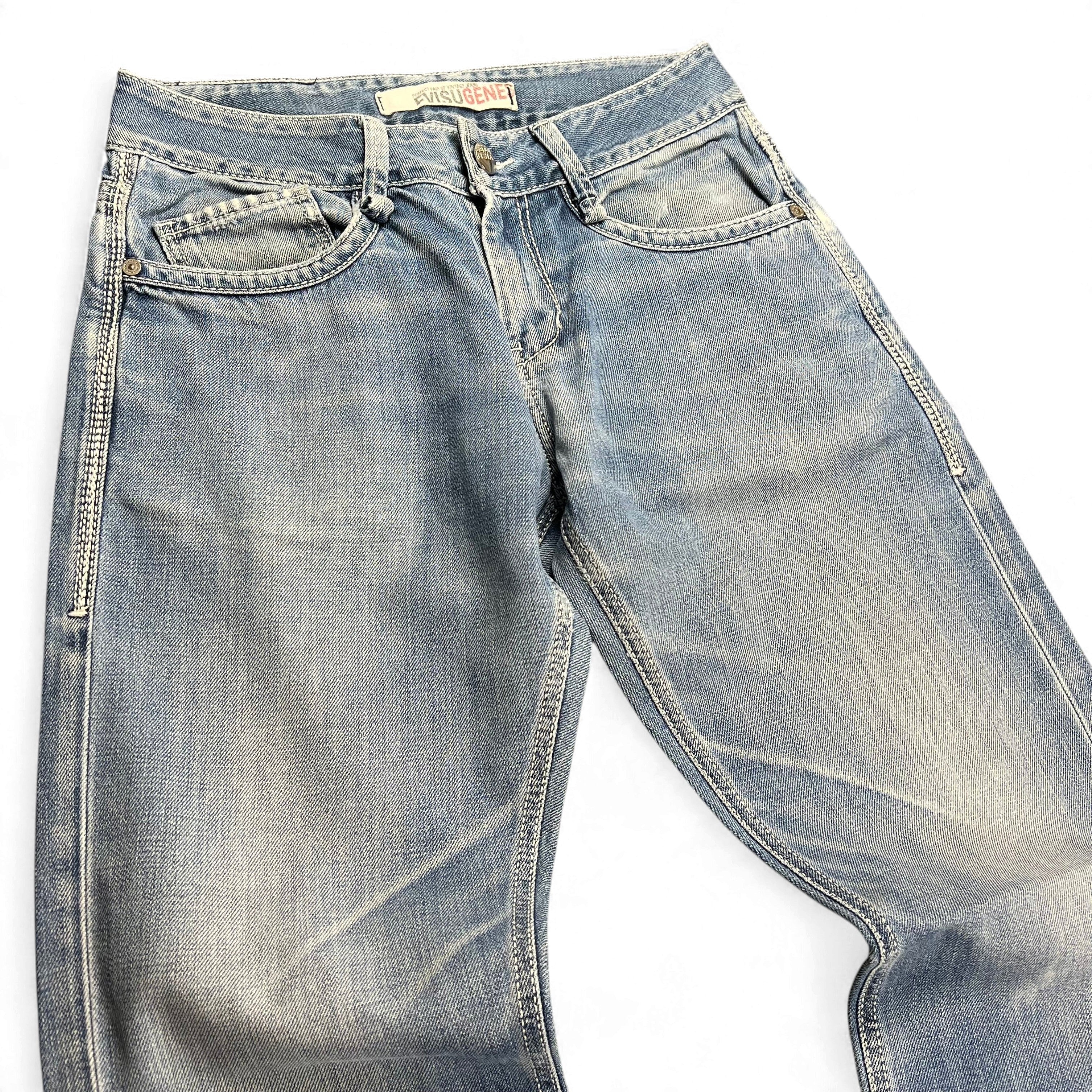 TWC Vintage Evisu KC Straight Jeans in hellblauem Denim mit geradem Schnitt und klassischem Five-Pocket-Design