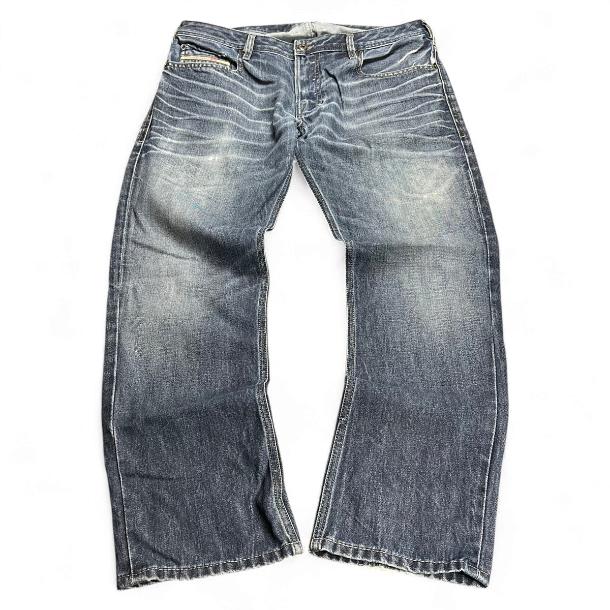 TWC Vintage Diesel Straight USA Jeans in verwaschenem Blau mit geradem Bein und Vintage-Waschung