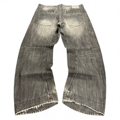 TWC Vintage Evisu KC Baggy Jeans in verwaschenem Schwarz mit ikonischem Logo-Stitching auf den Gesäßtaschen