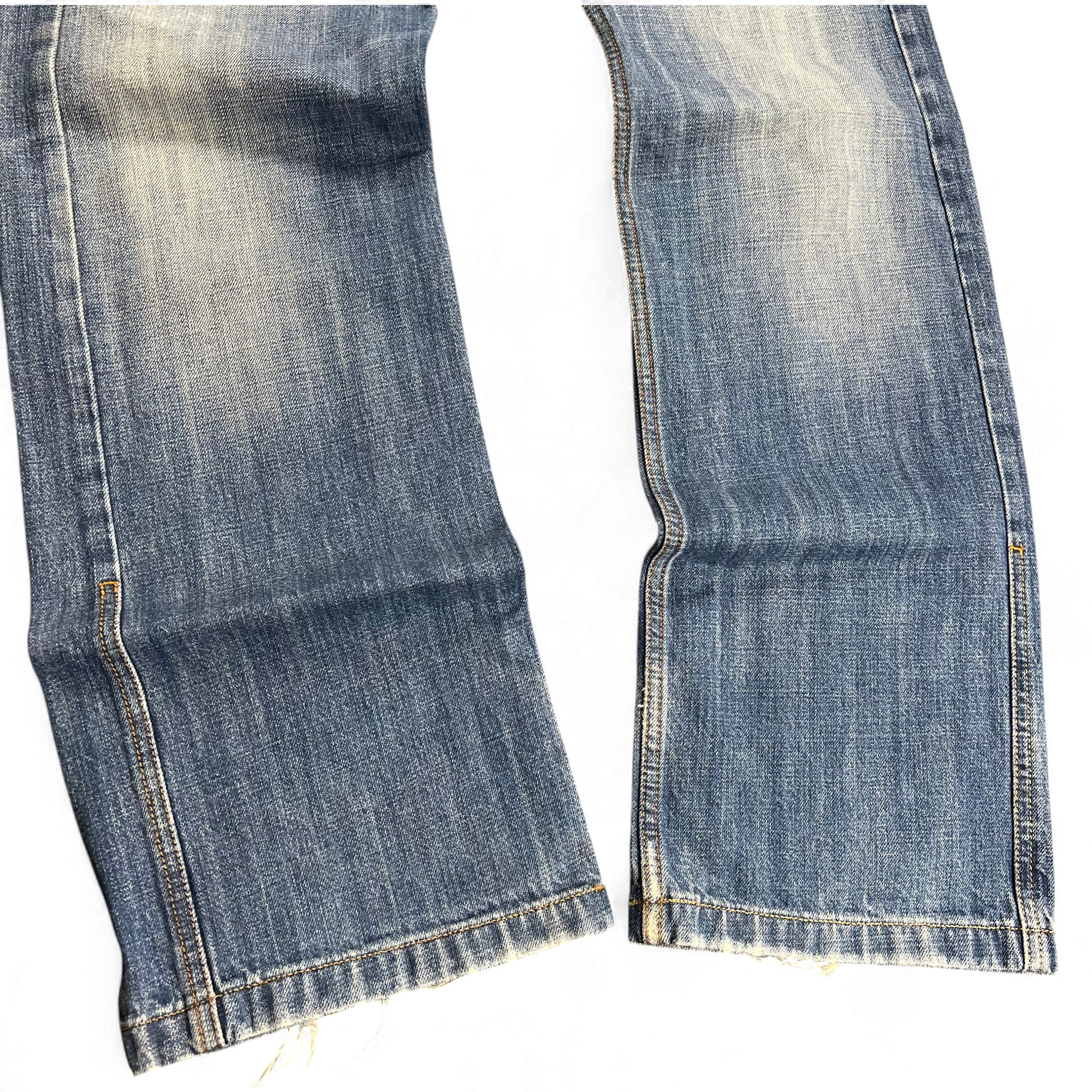 TWC Vintage Diesel Busky Straight Jeans in verwaschenem Blau mit geradem Bein und Vintage-Waschung