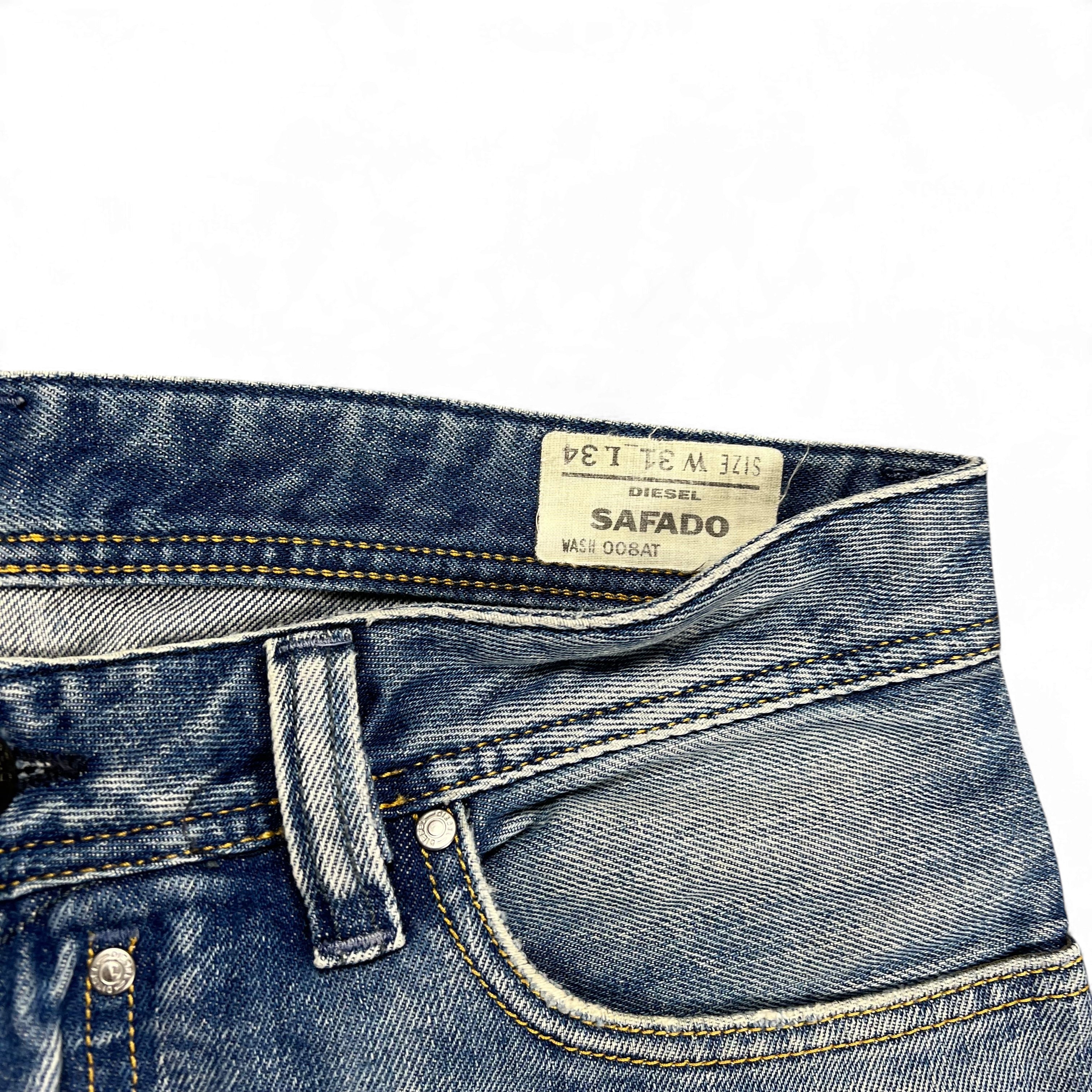 TWC Vintage Diesel Safado Jeans mit verwaschenem Denim und Etikett am Bund