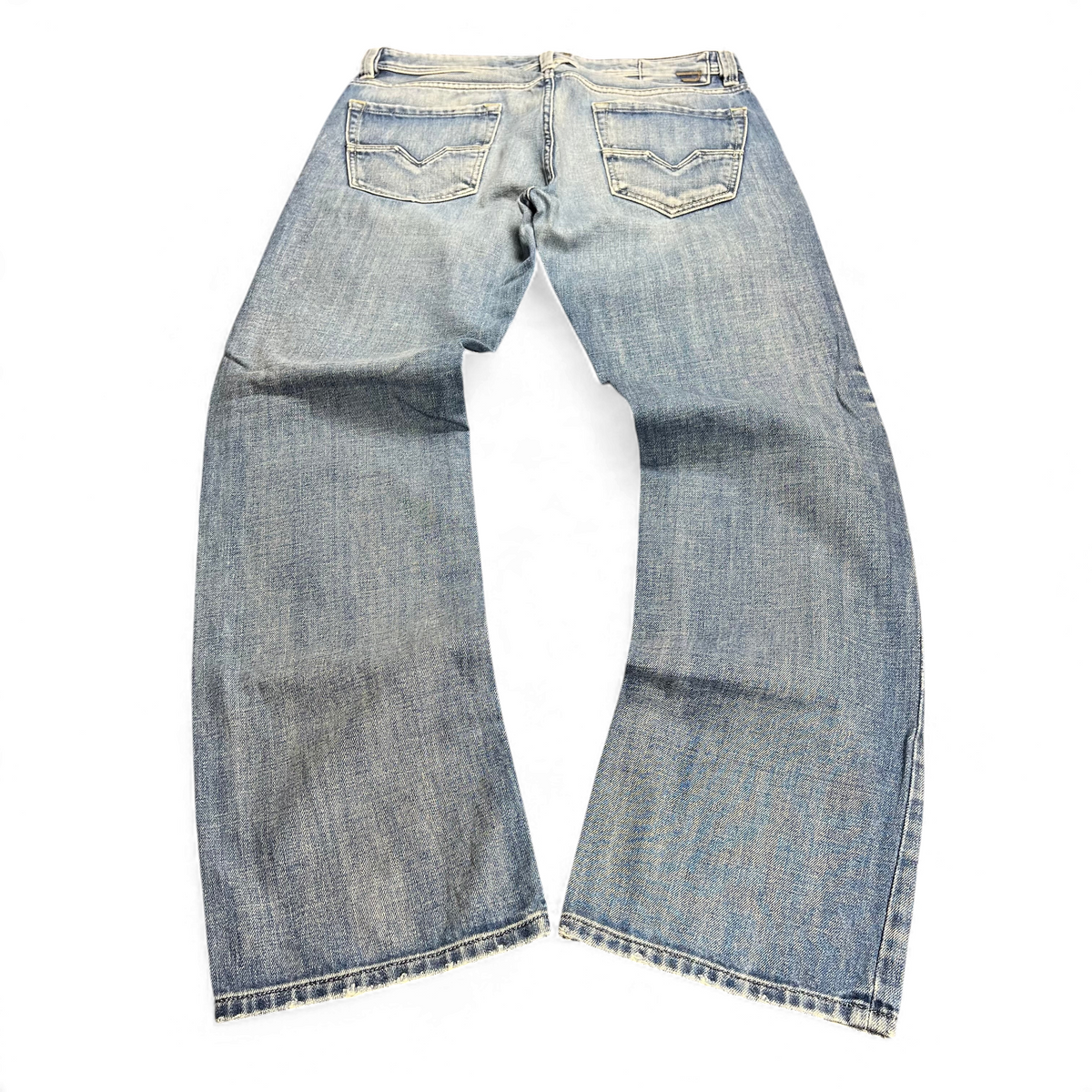 TWC Vintage Diesel Larkee Straight Jeans in hellblauem Denim mit klassischer Waschung und Gesäßtaschen