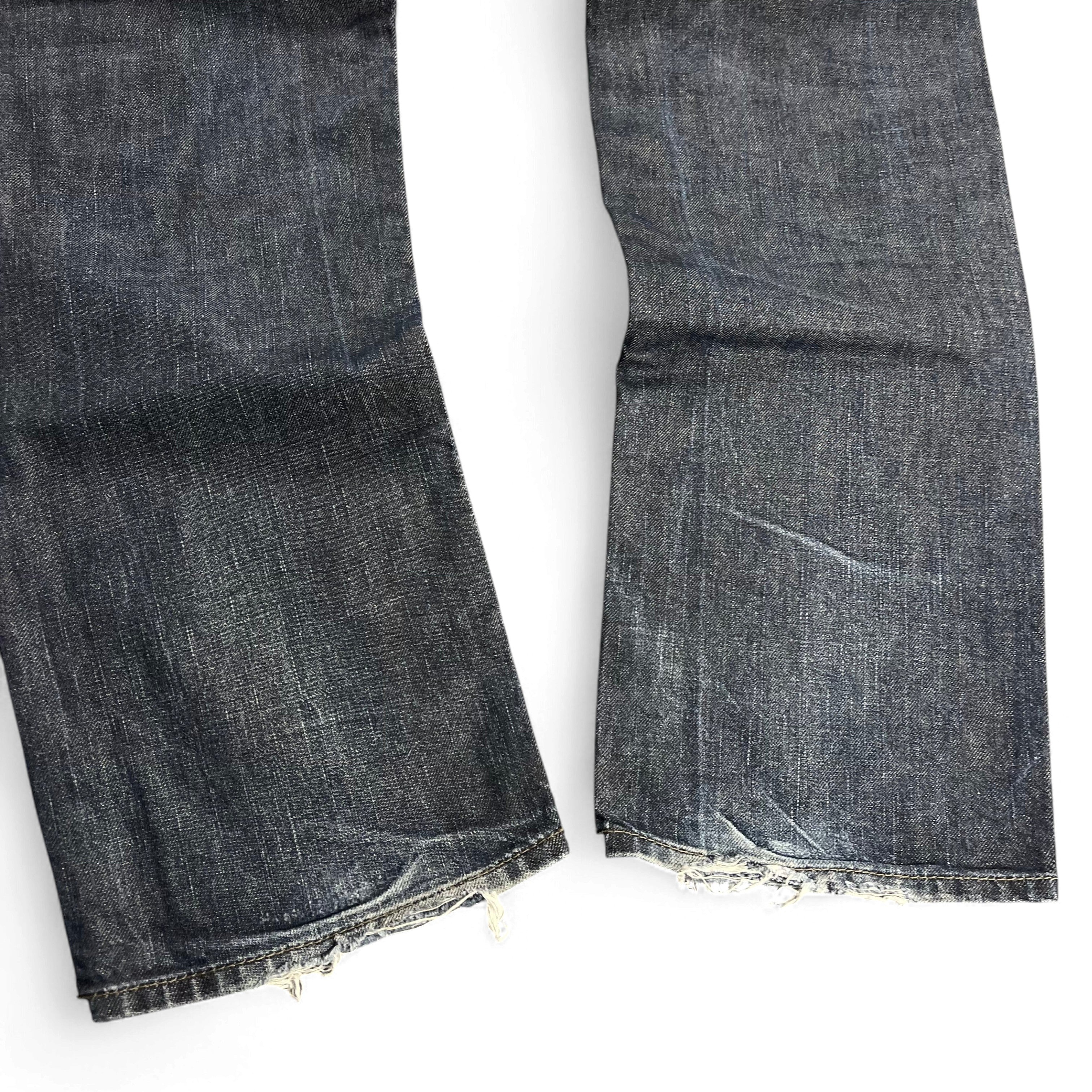 TWC Vintage Diesel Waykee Straight Jeans in dunkelblauem Denim mit abgenutzten Säumen und Vintage-Waschung