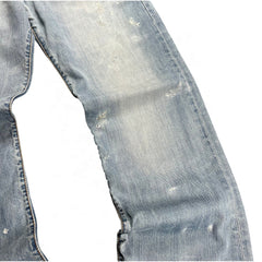 TWC Vintage Evisu Jeans mit geradem Schnitt in hellblauem Denim mit Distressed-Details und Abnutzungserscheinungen