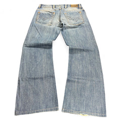 TWC Vintage Diesel Zaghor Bootcut Jeans in blau mit charakteristischen Stickereien auf den Gesäßtaschen