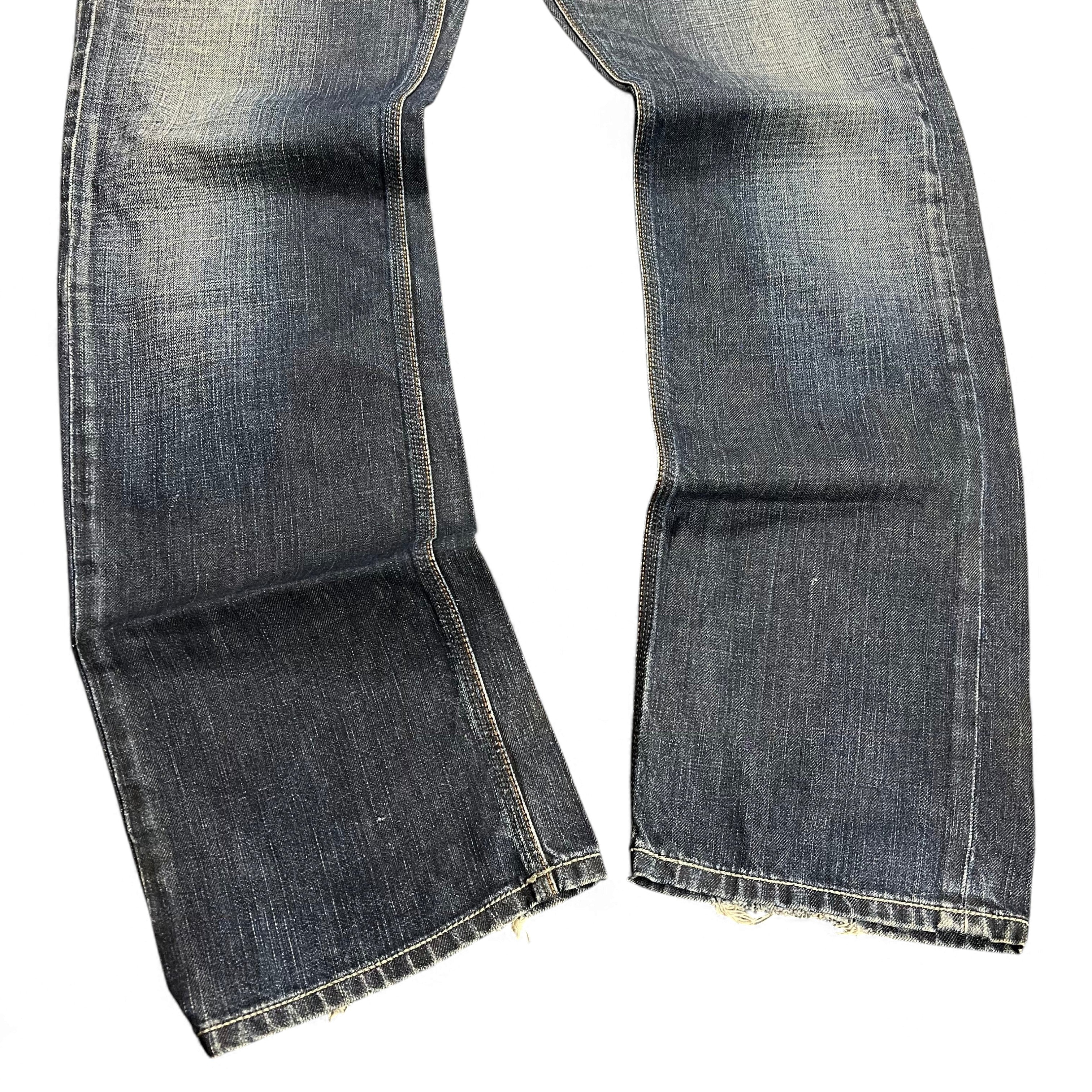 TWC Vintage Diesel Yarik Straight Jeans mit Waschung und Stickerei in Blau