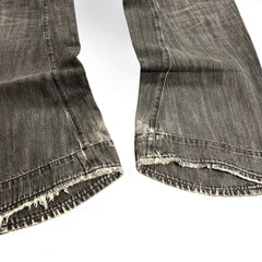 TWC Vintage Evisu KC Baggy Jeans in verwaschenem Schwarz mit ausgefransten Beinabschlüssen