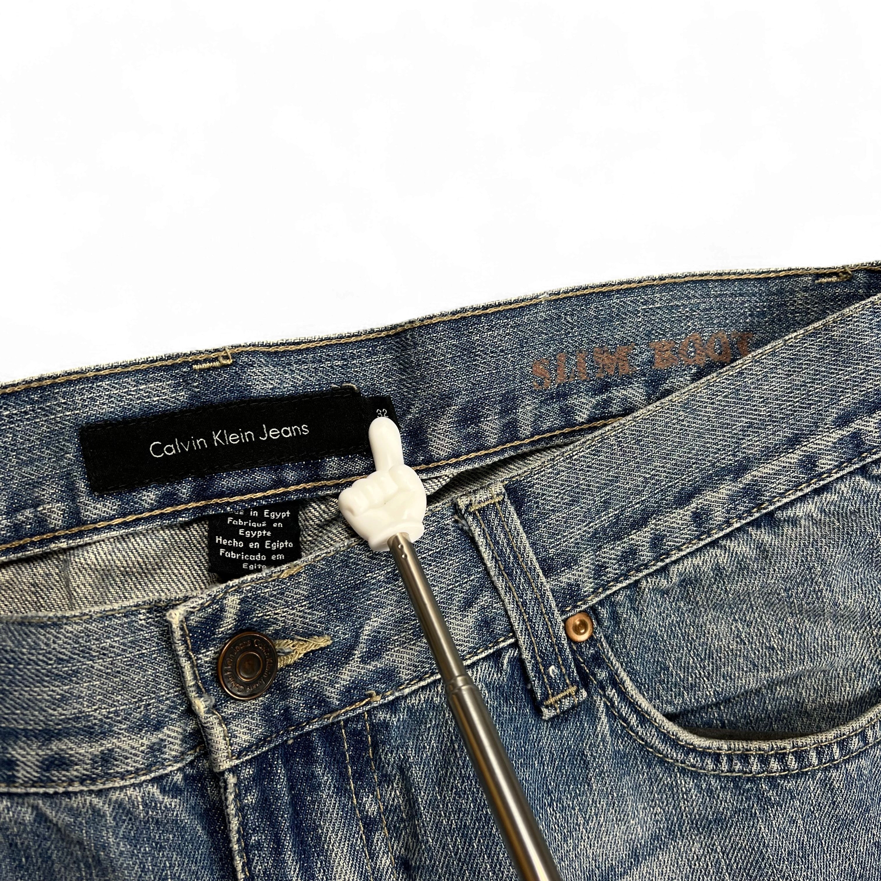 TWC Vintage Calvin Klein Jeans Bootcut Denim mit Waschung und Label-Detail am Bund