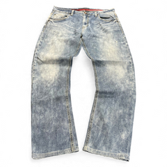 TWC Vintage Evisu KC Straight Jeans in verwaschenem Blau mit geradem Schnitt und Used-Look
