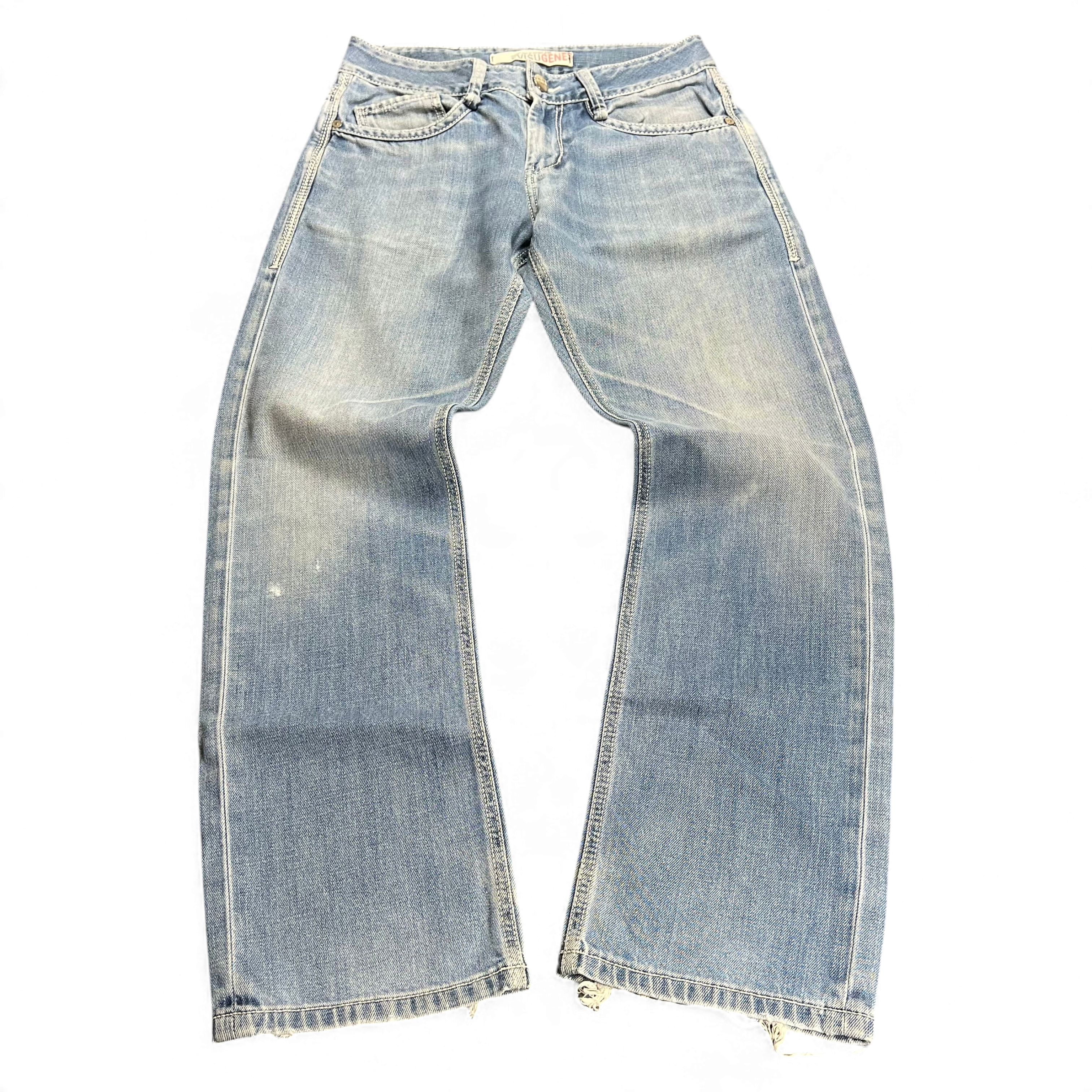 TWC Vintage Evisu KC Straight Jeans in hellblauem Denim mit geradem Schnitt und Vintage-Waschung