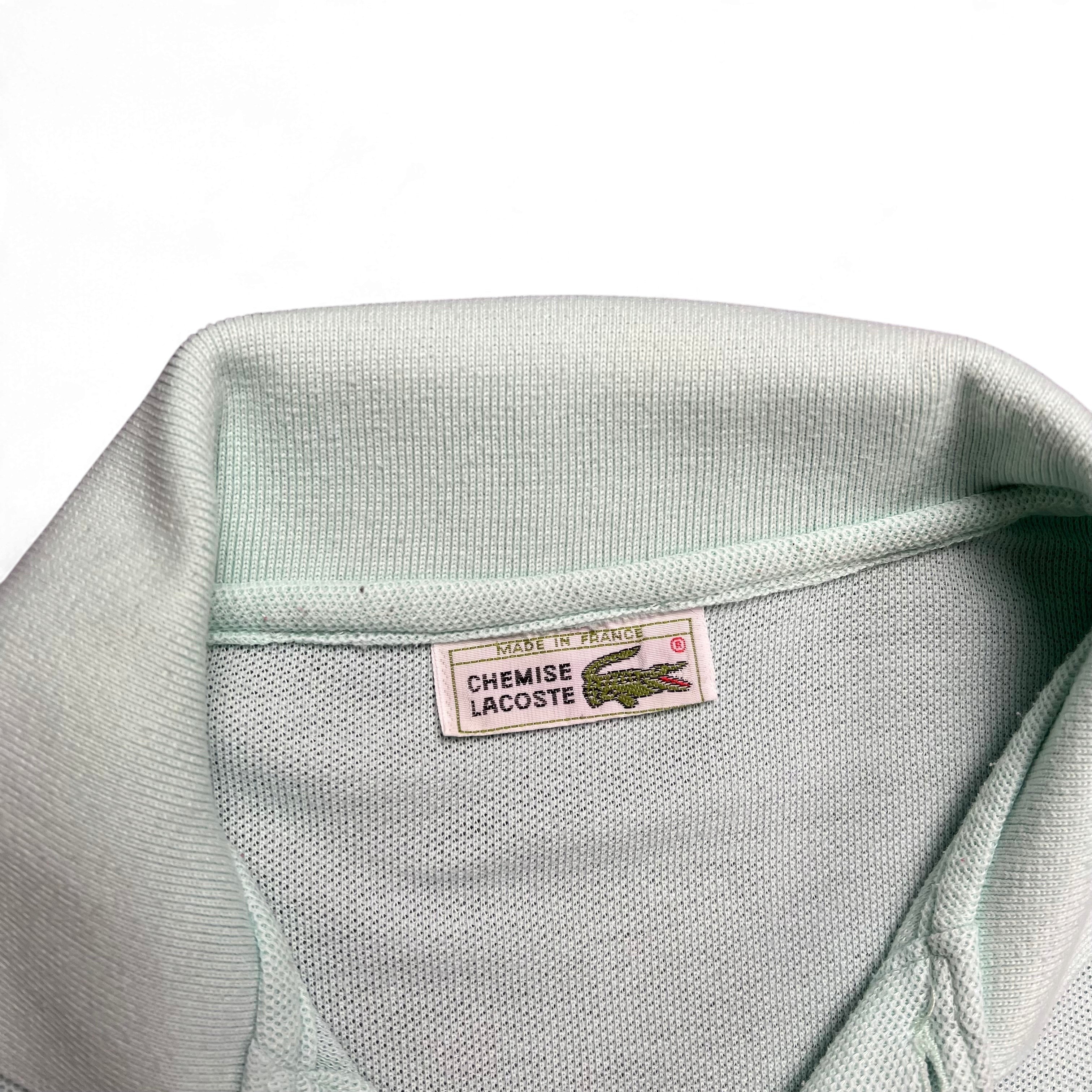 TWC Vintage hellgrünes Lacoste Polohemd mit klassischem Kragen und Made in France Etikett