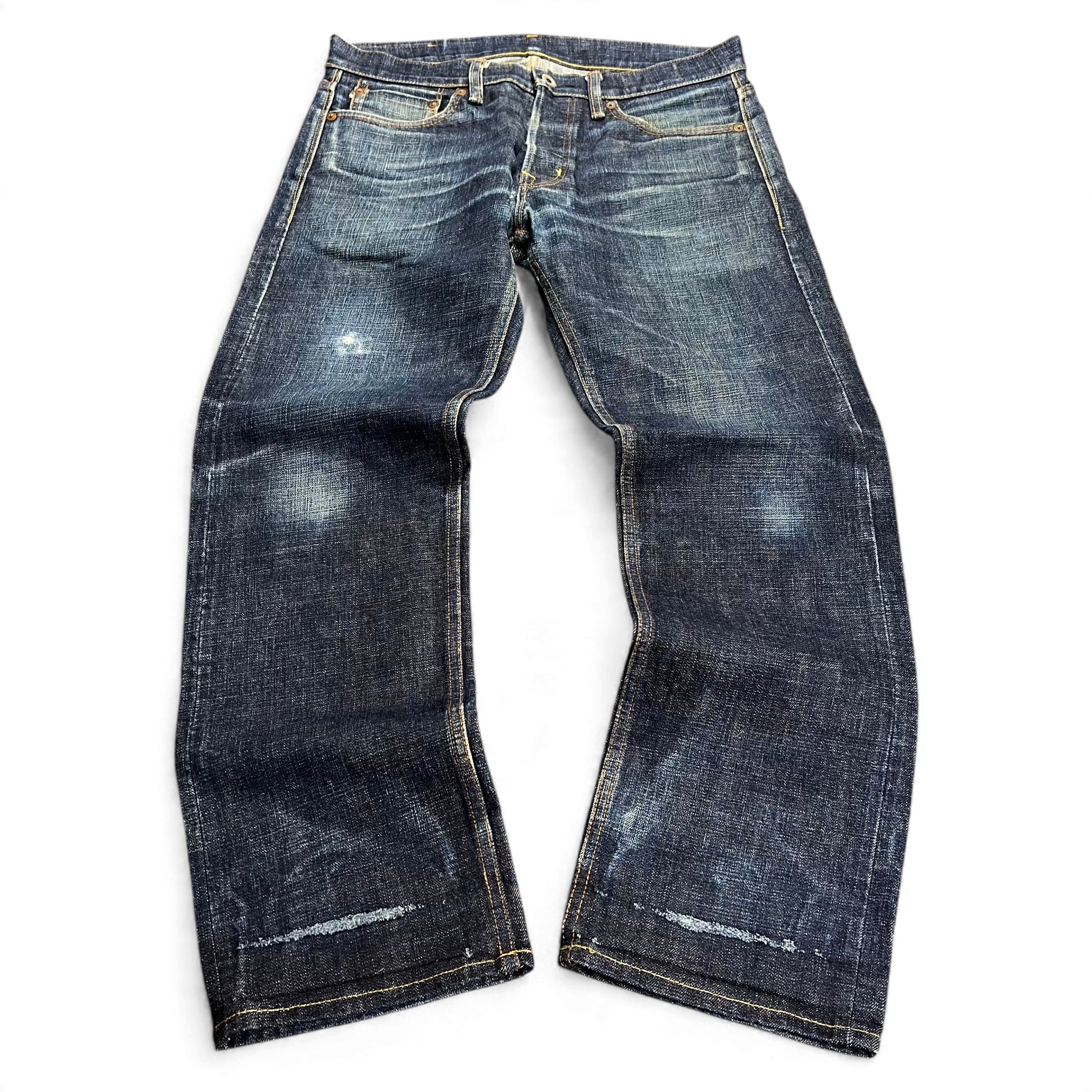TWC Vintage Ralph Lauren Denim&Supply japanische Selvedge-Jeans in verwaschenem Dunkelblau mit Used-Optik